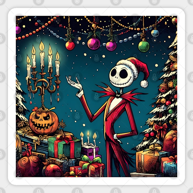 Elevate Your Holidays: Unique Jack Skellington Christmas Art for a Whimsical Celebration! Magnet by insaneLEDP